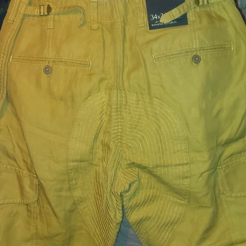 Nwt! funky embroidered utility cargo pants. linen / cotton blend. high vibes. - Picture 3 of 7